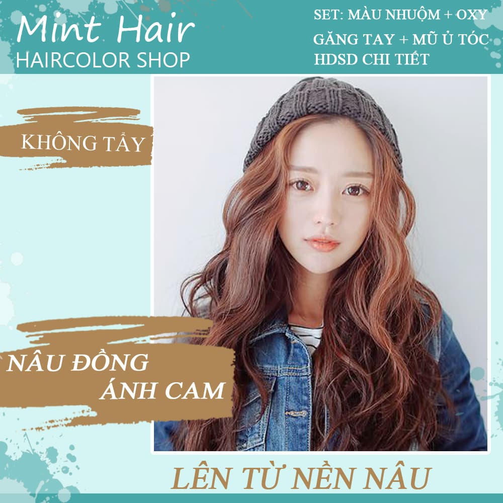 [HCM]kem nhuộm tóc tại nhà thảo dược nâu đồng ánh cam- lên từ nền nâu- tặng kèm oxy
