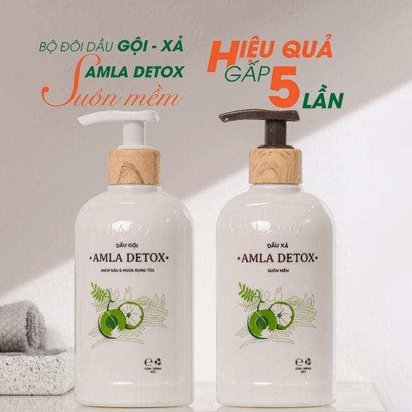 Combo Dầu gội và Dầu xả AMLA DETOX giúp ngăn ngừa rụng tóc
