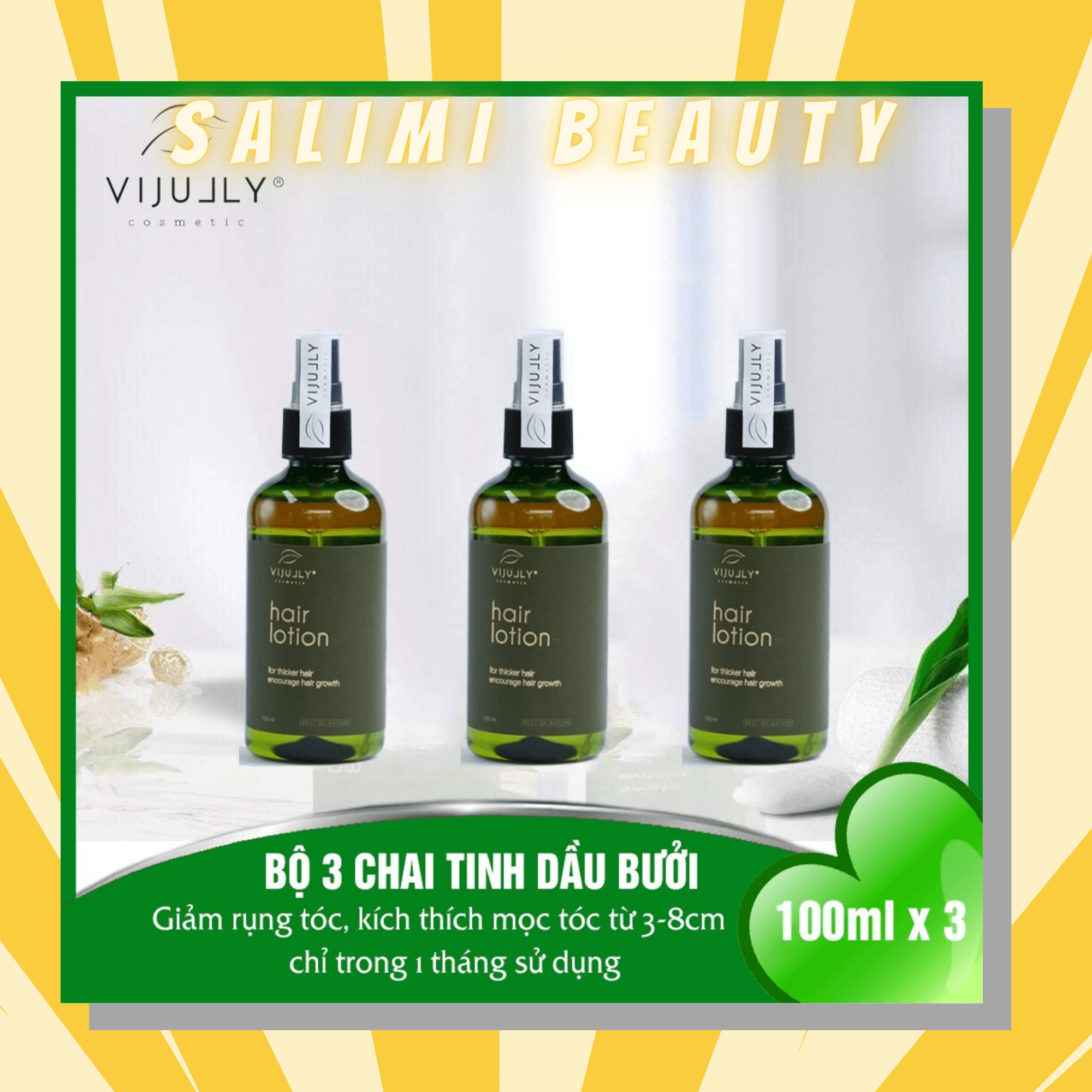 COMBO 3 Chai Xịt Dưỡng Tóc Tinh Dầu Bưởi VIJULLY Giúp Giảm Rụng Tóc Kích Thích Tóc Mọc Nhanh Cho Tóc Dày Và Dài Hơn Gấp 2 Đến 3 Lần - HÀNG CHÍNH HÃNG