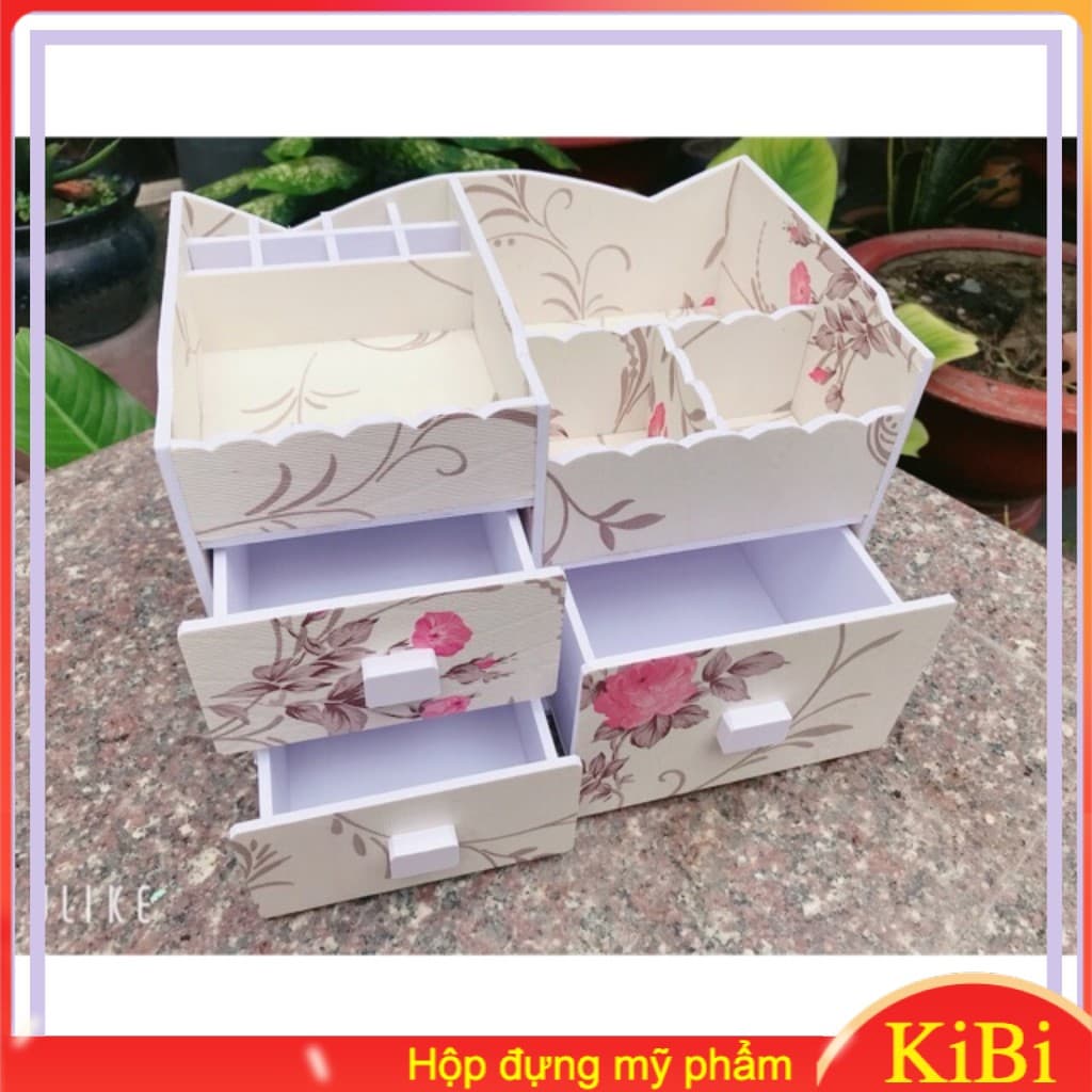 [HCM](Tặng 1 gương mini) Kệ mỹ phẩm tai mèo màu hoa đựng son mỹ phẩm nước hoa chất lượng