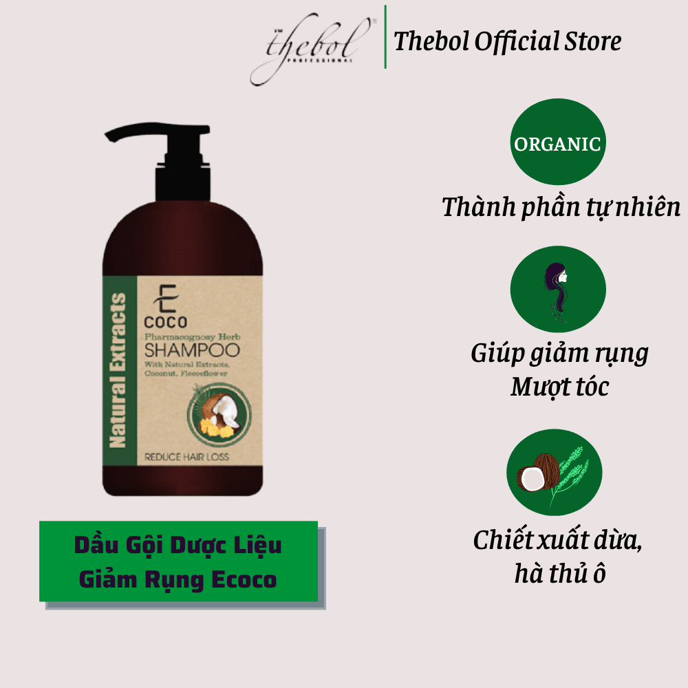 [HCM]Dầu gội dược liệu giảm rụng tóc Ecoco với chiết xuất dừa hà thủ ô