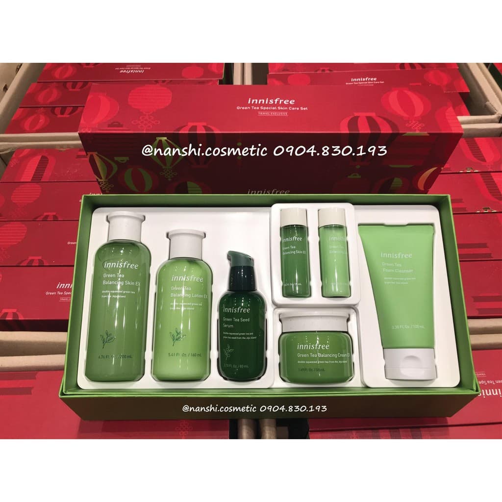 Set Dưỡng Da Trà Xanh 7 Món Innisfree Green Tea Special Skin Care Set