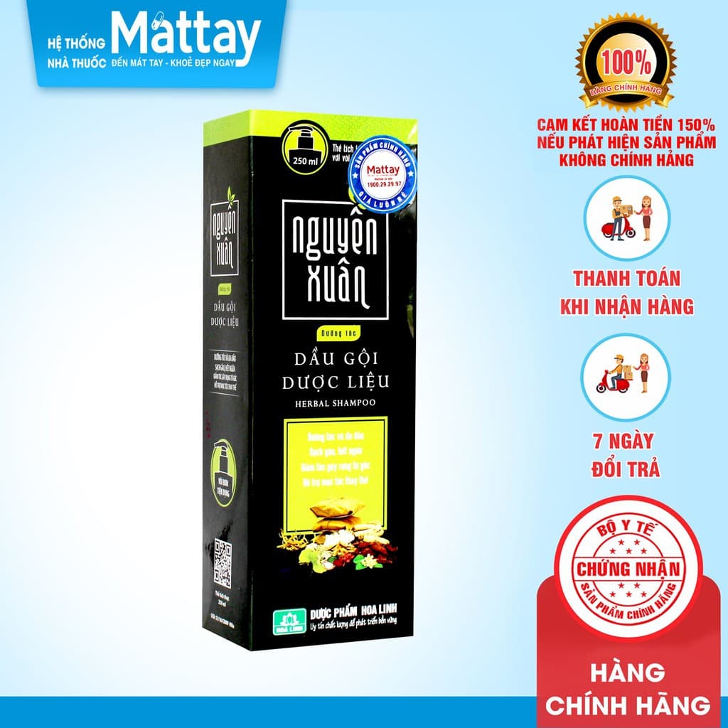 ✅ Dầu Gội Nguyên Xuân ( Màu Xanh ) - Chai 250ml - Dưỡng Tóc và Da Đầu Sạch Gàu Hết Ngứa.