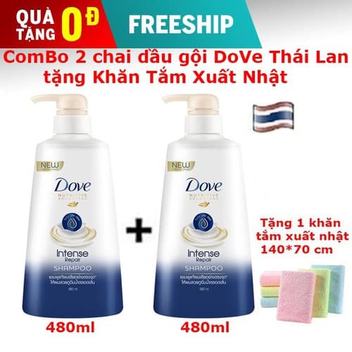 COMBO 2 CHAI Dầu gội DOVE Thái Lan Tặng khăn tắm xuất nhật
