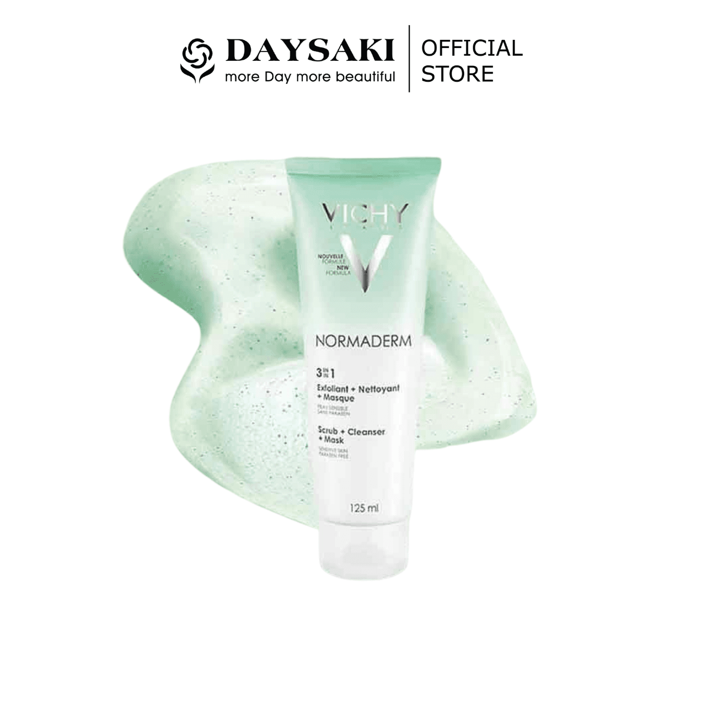 [HCM]Vichy Kem & Mặt Nạ Tẩy Tế Bào Chết Cho Da Dầu và Da Mụn Vichy 3 Trong 1 Normaderm 3 in 1 Scrub + Cleanser + Mask 125ml