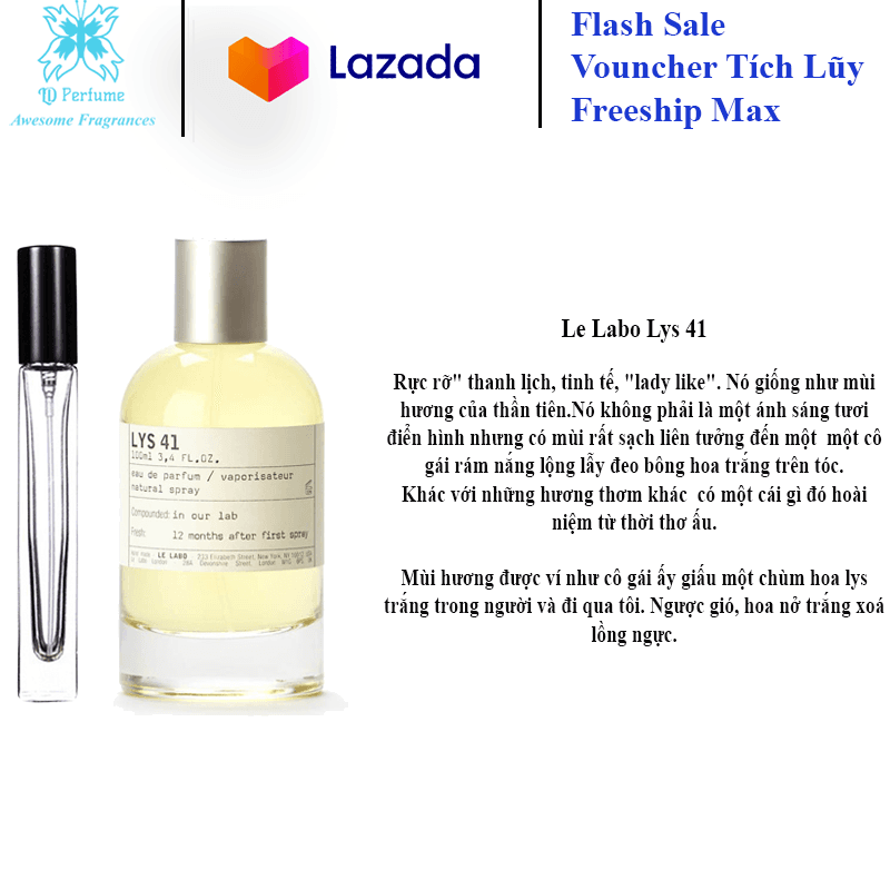 [HCM][Chính hãng] Mẫu thử 5 - 10 - 20ml Nước hoa nữ Le Labo Lys 41