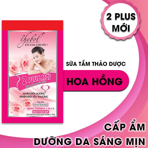 [HCM]Sữa Tắm Trắng Da Dưỡng Ẩm Thảo Dược Tinh Chất Hoa Hồng Nước Hoa 2 Plus TheBol 10gói /dây