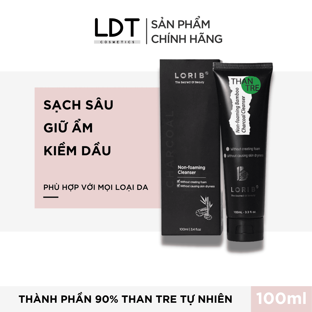 [HCM]Sữa Rửa Mặt Than Tre Không Bọt Lori B 100ml