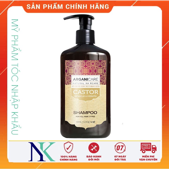 [HCM]Dầu Gội Dưỡng Ẩm Phục Hồi & Chống Rụng Arganicare Castor 400Ml