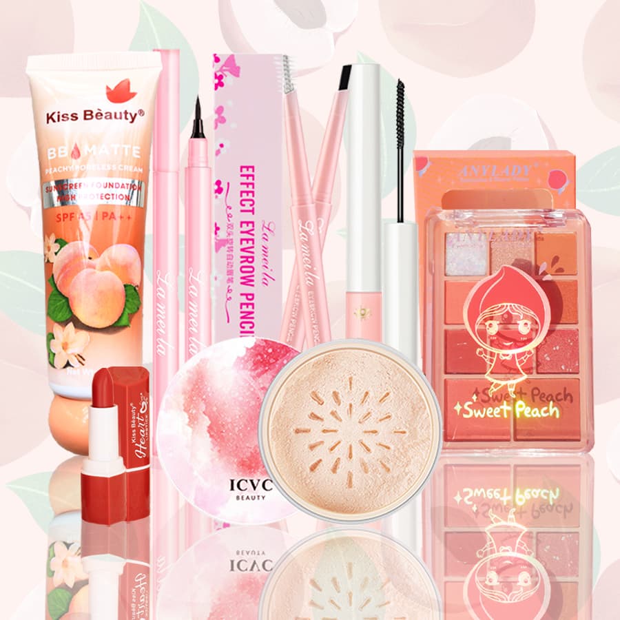 [HCM]【Kiss Belle Shop】Bộ đồ trang điểm Bộ mỹ phẩm cơ bản đầy đủ(Kem BB + chì kẻ mày + kẻ mắt + mascara + phấn mắt + Phấn trang điểm bột + son môi)