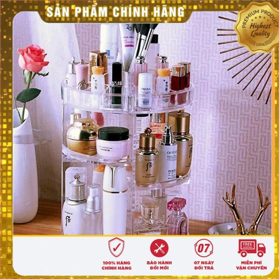 Khay đựng mỹ phẩm son môi dụng cụ trang điểm cao cấp xoay 360 Độ