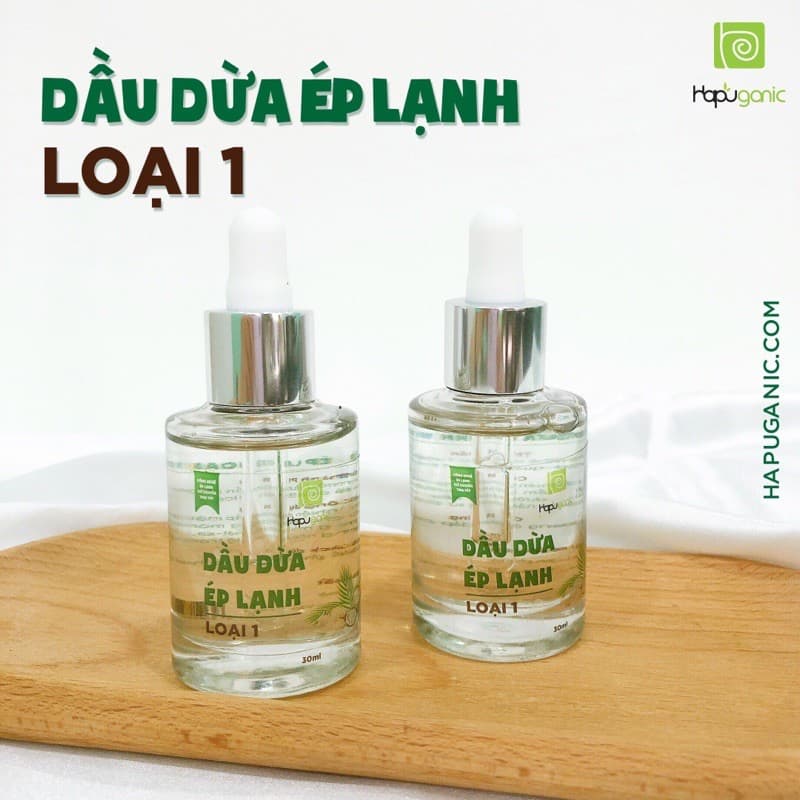Dầu dừa ép lạnh loại 1 HaPuganic dưỡng ẩm da chăm sóc tóc và làm mờ vết thâm