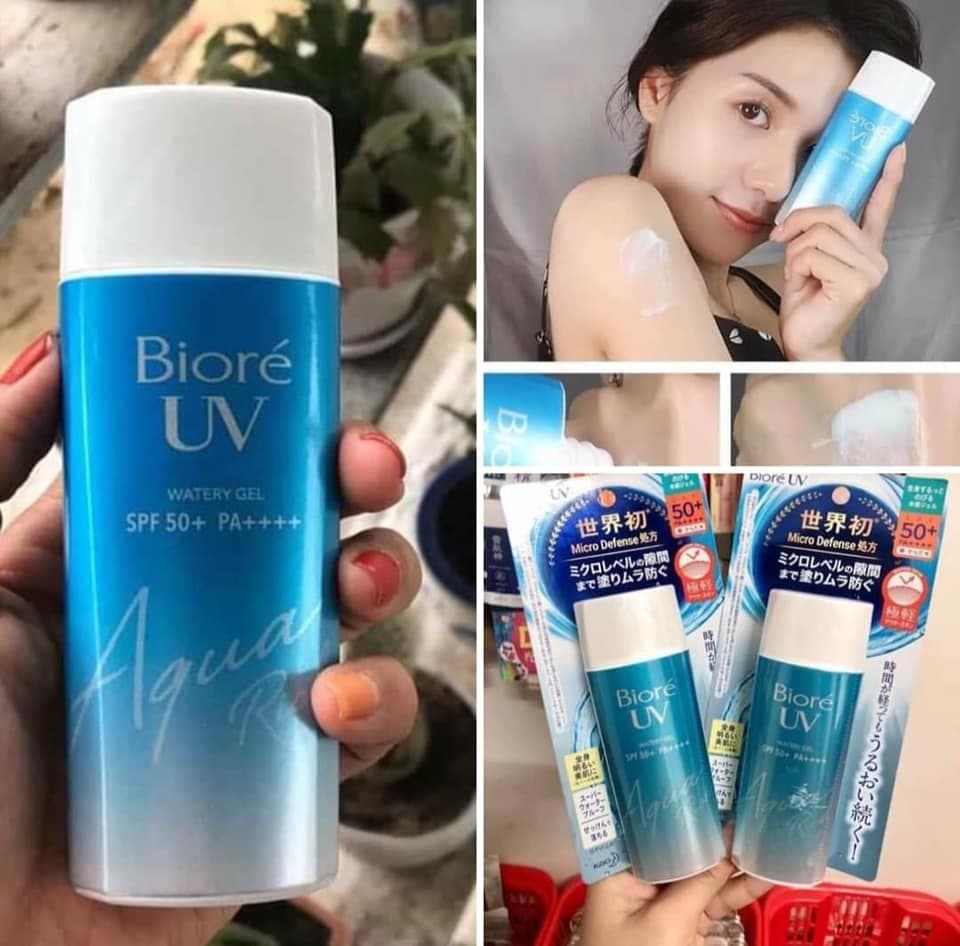 Kem chống nắng Biore UV Aqua dạng gel chai cứng mẫu mới - Kem chống nắng Biore