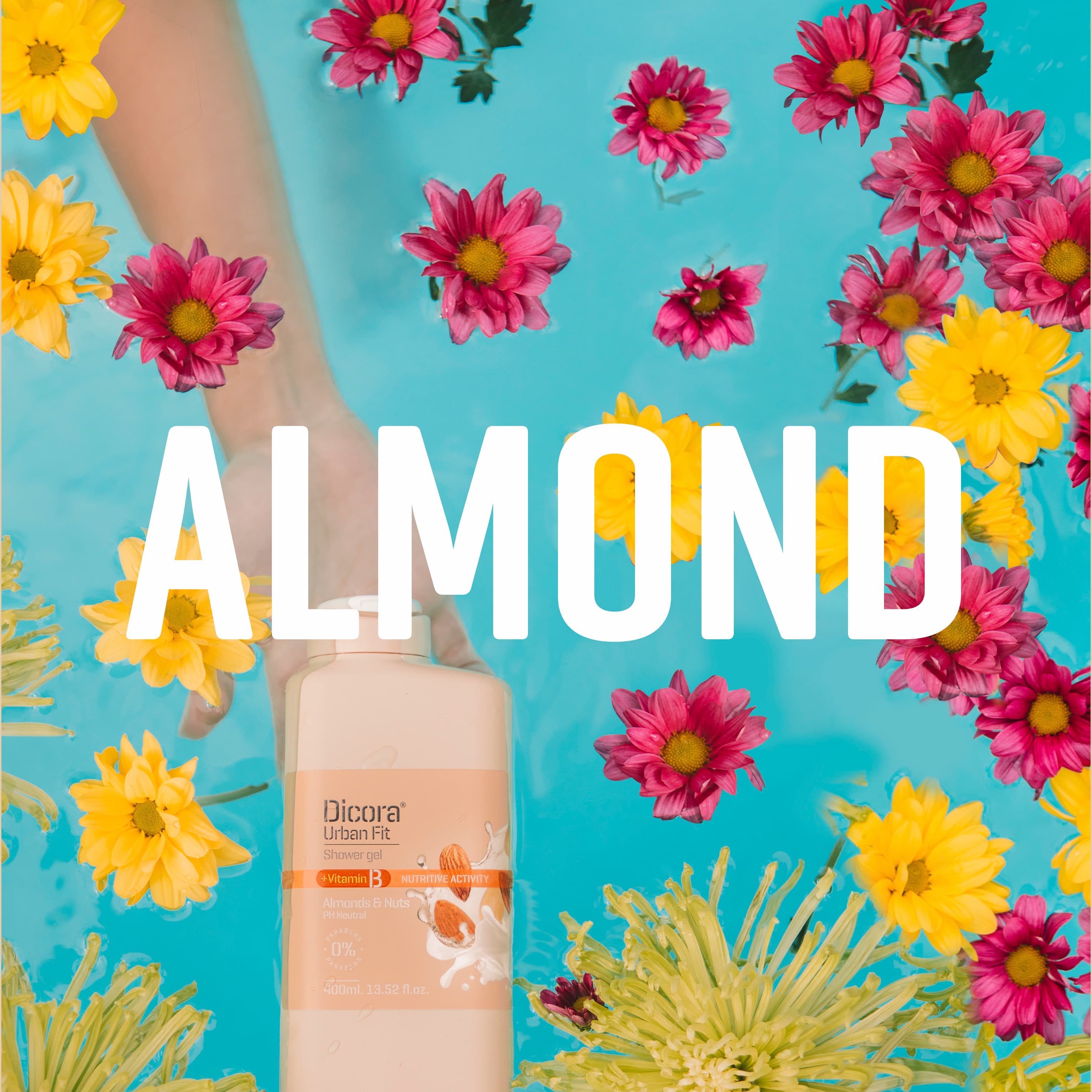 Sữa tắm dưỡng da Dicora Urban Fit Almonds & Nuts Vitamin B Hạnh Nhân & Các Loại Hạt dưỡng trắng dưỡng ẩm 400ml