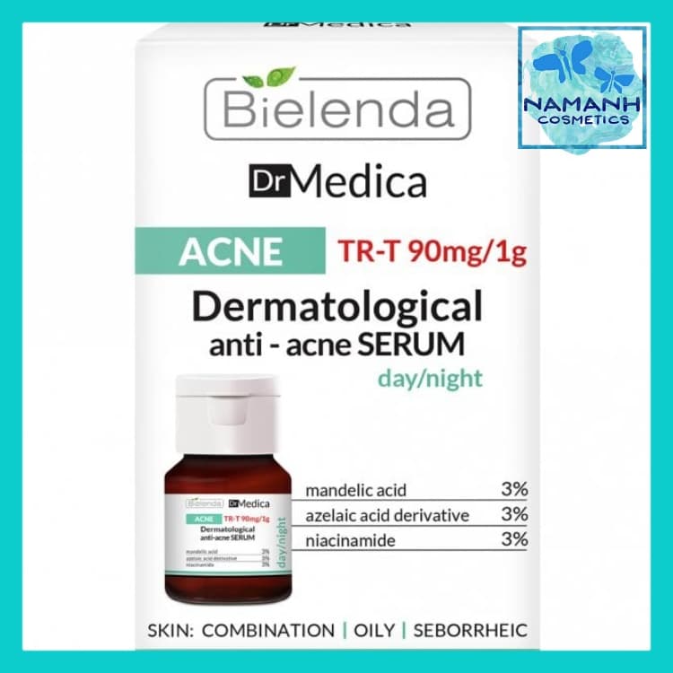 Serum giảm mụn nhờn làm sáng da Bielenda Dr Medica Dermatologic Anti-Acne Face Day Night 30ml