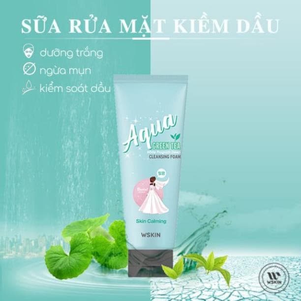 Sữa rửa mặt trắng da WSKIN Trà xanh Hàn Quốc