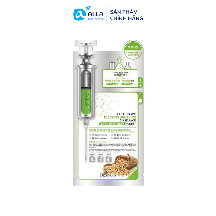 Mặt Nạ Giấy Chăm Sóc Da Se Khít Lỗ Chân Lông DEOPROCE Lab Therapy Ampoule Mask Pack Placenta Protection Hộp 5 miếng