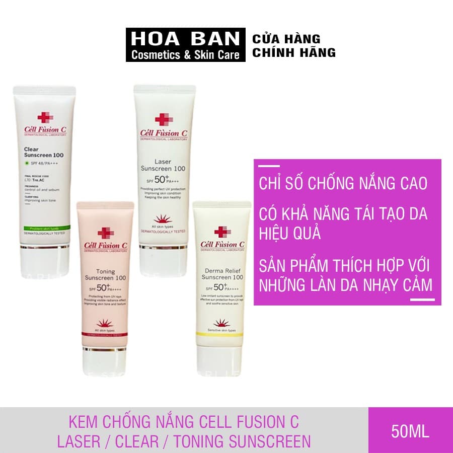 (Đủ bill) Kem chống nắng Cell Fusion C laser / clear / toning suncreen đỏ / xanh chất lượng sản phẩm đảm bảo và cam kết hàng đúng như mô tả