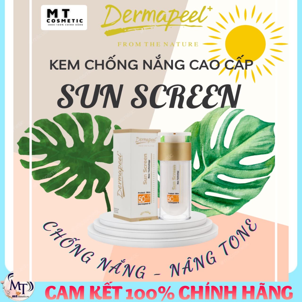 KEM CHỐNG NẮNG CAO CẤP DERMAPEEL+ SUN SCREEN SPF50+ - MAKUP - DƯỠNG DA HÀN QUỐC