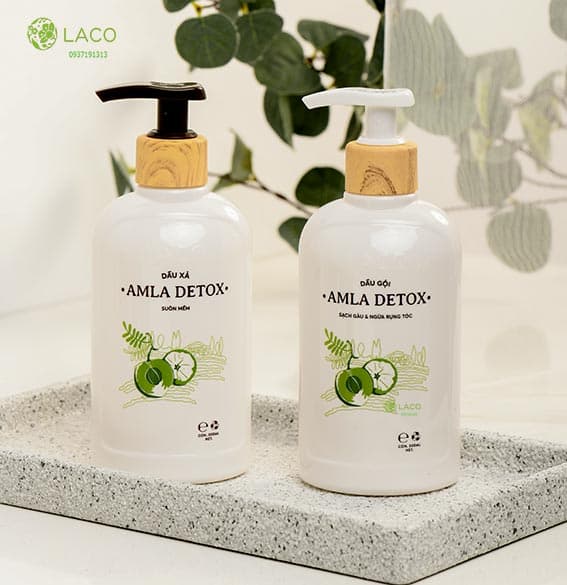Combo Dầu gội và Dầu xả AMLA DETOX giúp ngăn ngừa rụng tóc