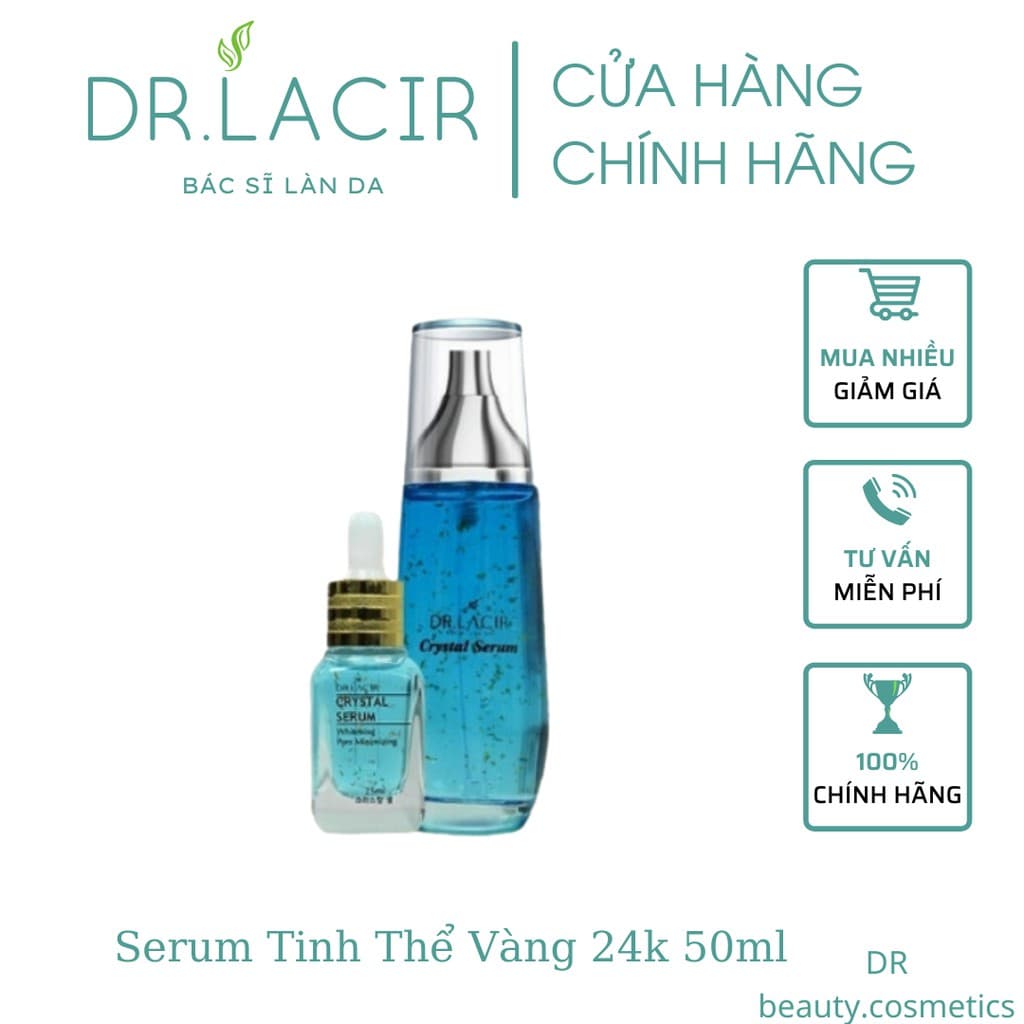 Serum tinh thể vàng 24K Dr Lacir chăm sóc da mặt dưỡng da cấp ẩmgiúp da luôn căng bóng (CRYSTAL SERUM)