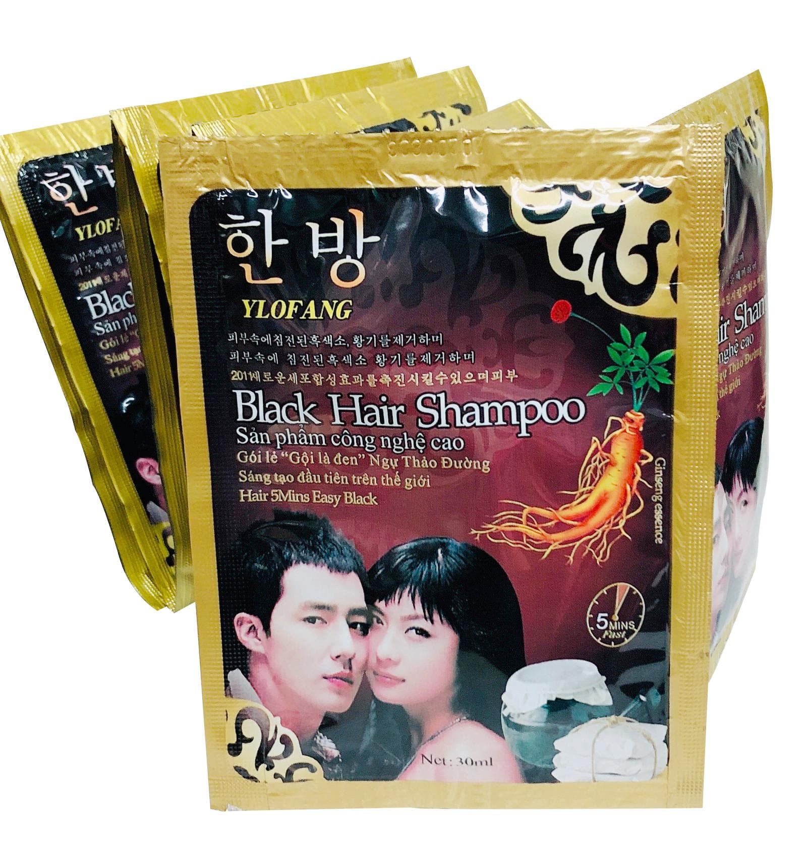 Gói Dầu Gội Nhuộm Đen Tóc Black Hair Shampoo Hàn Quốc - không mùi hôi không bám da đầu và không gây hại cho da