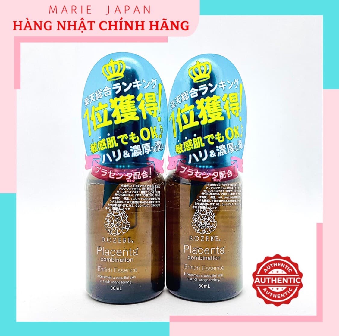 [HCM]Huyết Thanh Trắng Da Phục Hồi Rozebe Placenta Enrich Essence 30ML