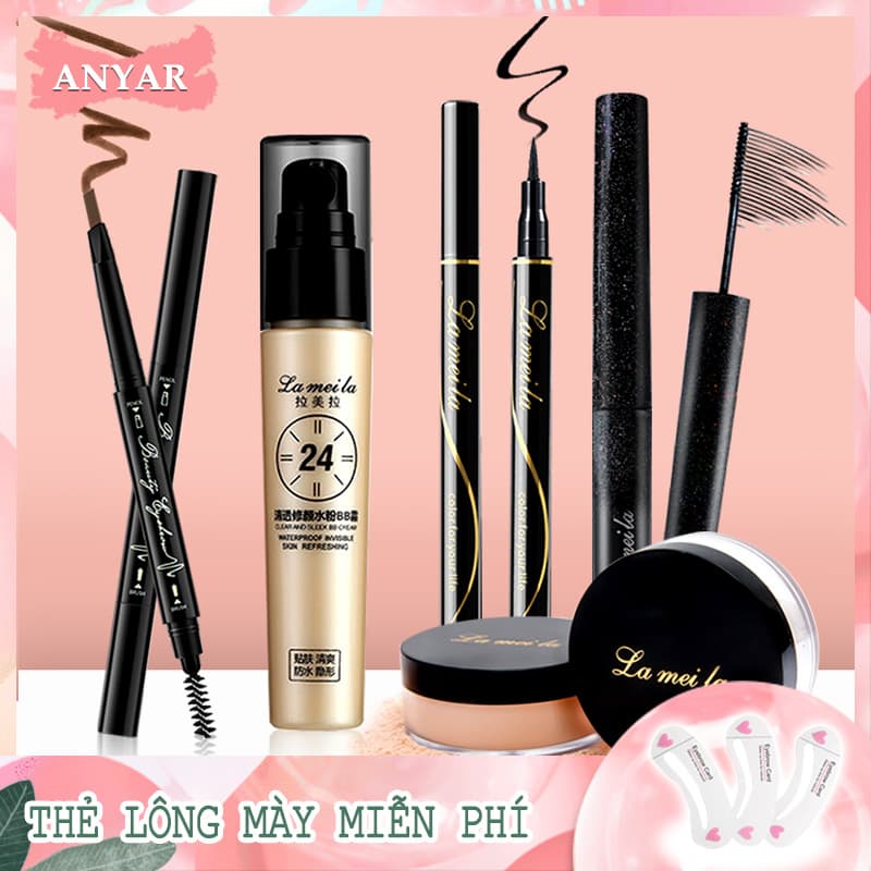 [HCM]ANYAR-Bộ mỹ phẩm 5 món cho người mới bắt đầu [kem BB + phấn phủ + mascara + kẻ mắt + chì kẻ mày]