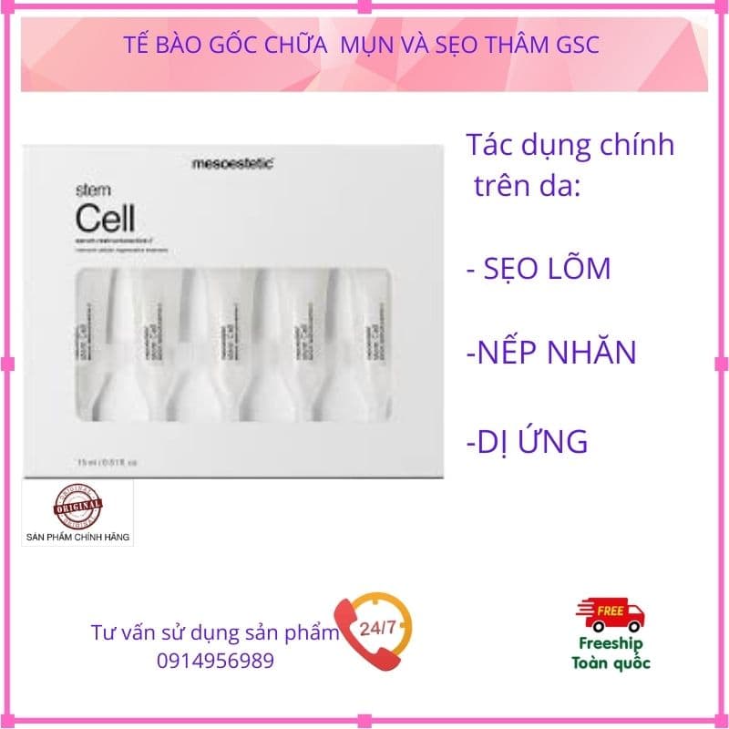 Tế bào gốc STEM CELL serum mesoestetic 5ml phục hồi da yếu làm đầy sẹo rỗ xóa nhăn trẻ hóa da dr acneal