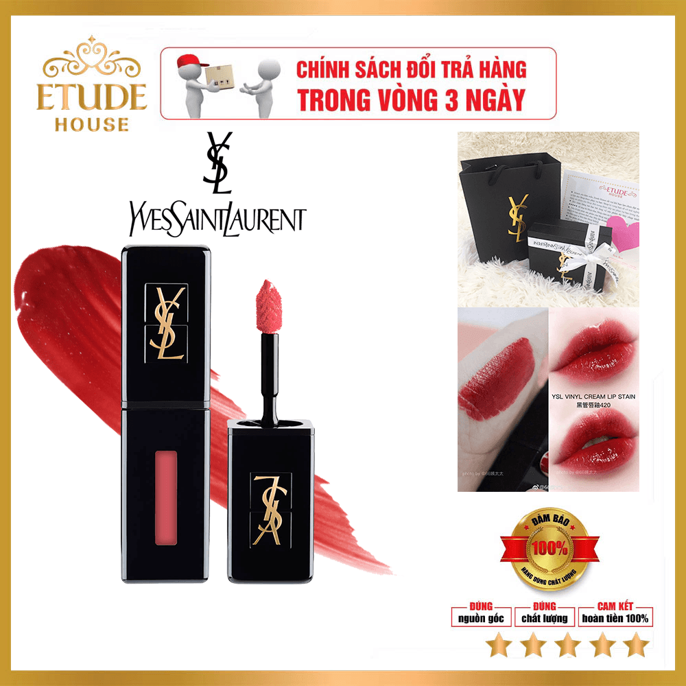 Son kem YSL Vinyl Cream Lip Stain Chất tạo nhũ Tạo hiệu ứng nhũ cho môi không gây khô hay bong tróc !