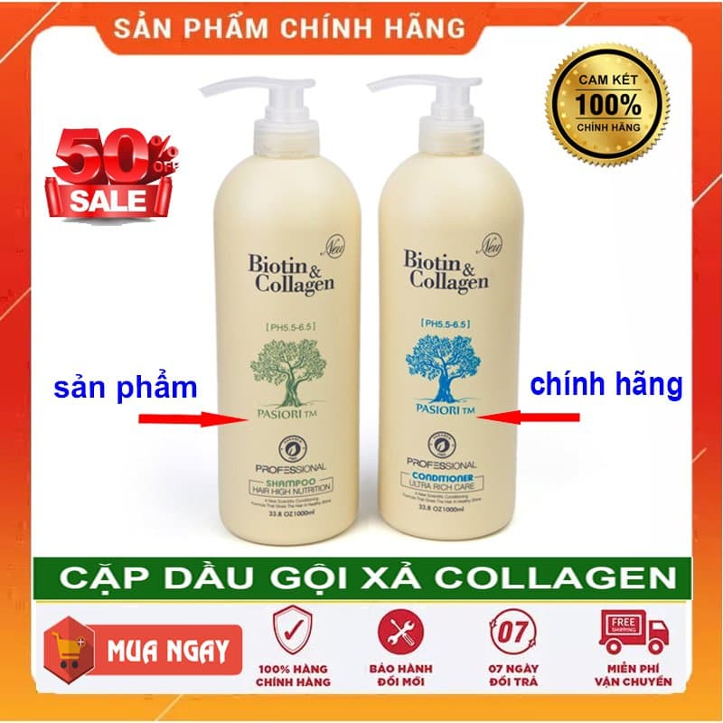 [FREE SHIP] Cặp dầu gội xả Biotin collagen (Dung tích mỗi chai 1000 ml) Giảm Rụng Tóc Phục Hồi Tóc Khô Xơ Hư Tổn | Hàng Chính Hãng | Loại 1000ML