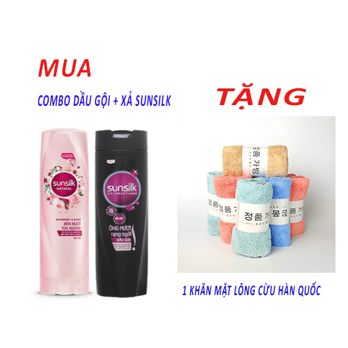 [ Tặng 1 Khăn Mặt Lông Cừu ] Combo Dầu Gội + Dầu Xả Sunsilk Natural Mềm Mượt Toả Hương 140g