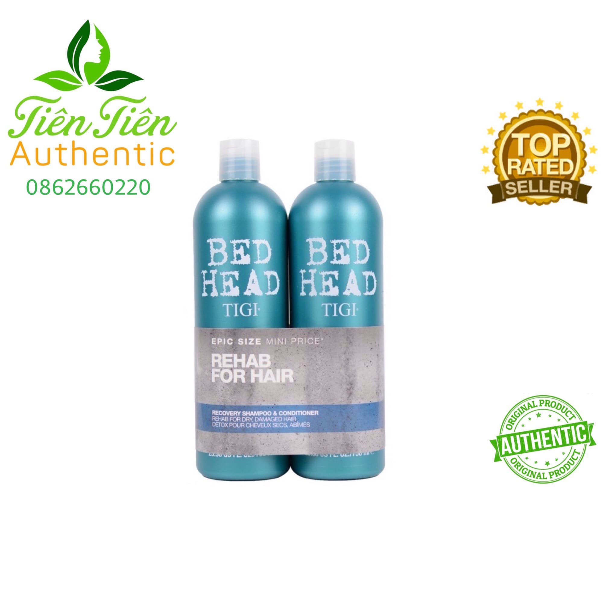 Bộ Gội Xả Tóc Tigi - BED HEAD TIGI URBAN ANTIDOTES Recovery Shampoo 750ml x2 (Màu Xanh)