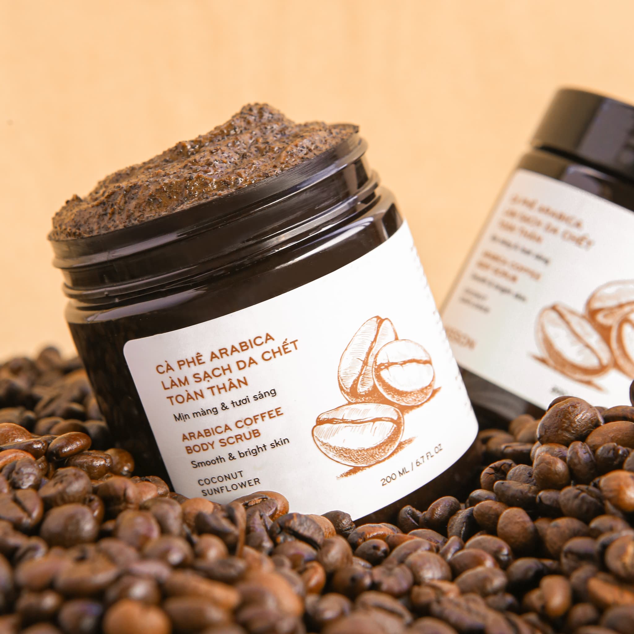 Tẩy Da Chết Body Toàn Thân Ngừa mụn lưng mụn cơ thể Kisson 200ml - Tẩy tế bào chết cafe dưỡng da luôn mịn màng tươi sáng - Guty Home