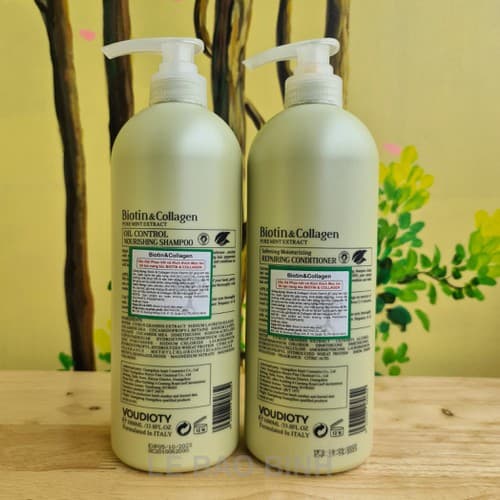 Dầu Gội Xả Biotin Collagen Voudioty 1000 ml | Phục Hồi Kiềm Dầu
