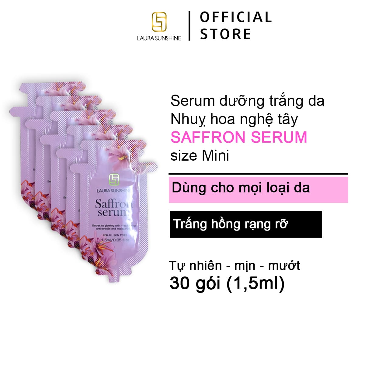 [HCM]Serum dưỡng trắng tinh chất Nhuỵ hoa nghệ tây Laura Sunshine Saffron Serum Mini 45ml ( 30 gói x 15ml ) Nhật Kim Anh