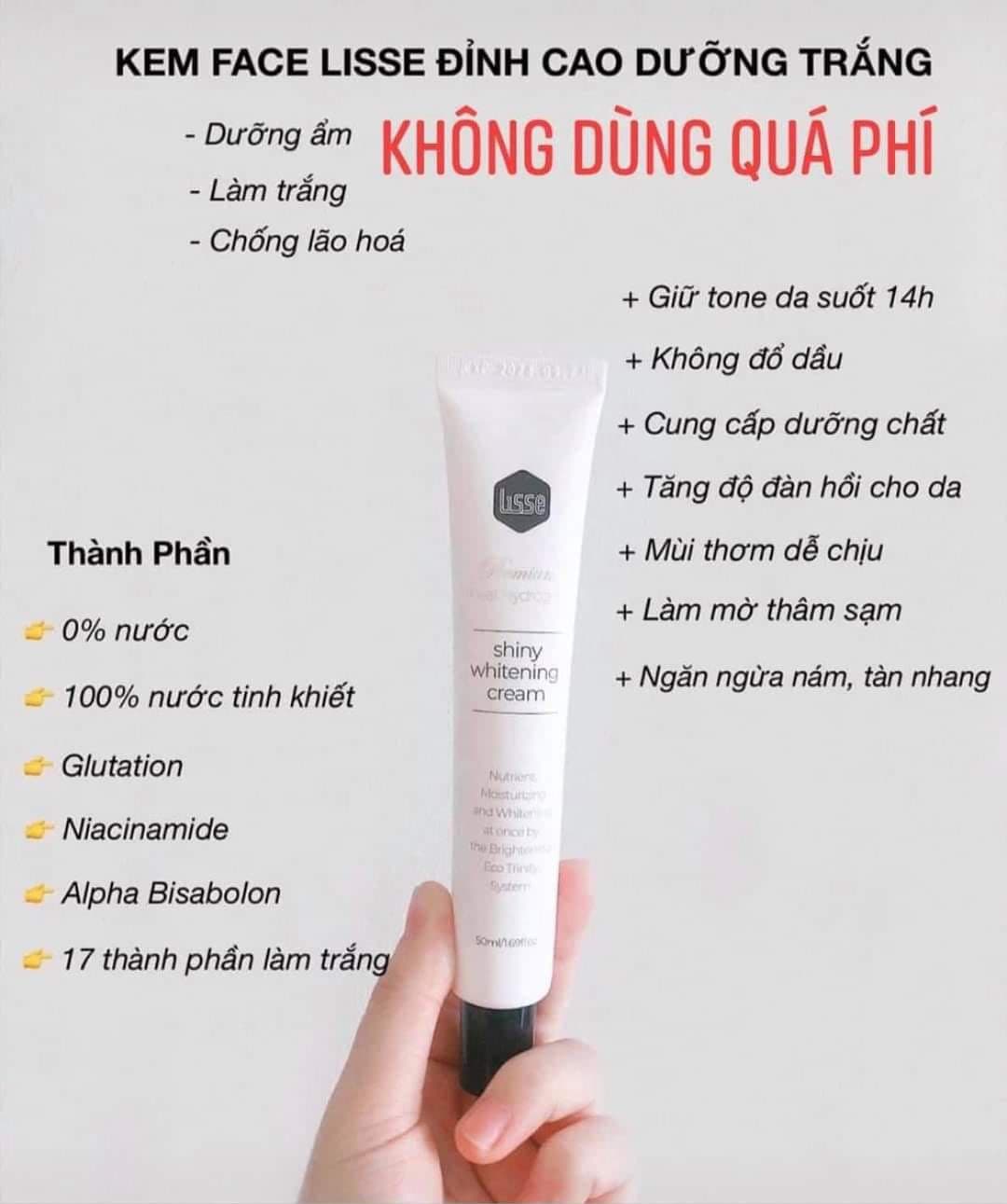 Kem Dưỡng Trắng Da Lisse Real Hydrogen Whitening Cream