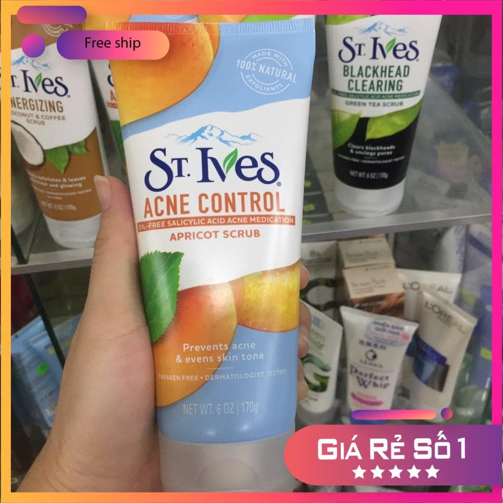 SỮA RỬA MẶT St.Ives Acne Control Apricot Scrub XANH DƯƠNG