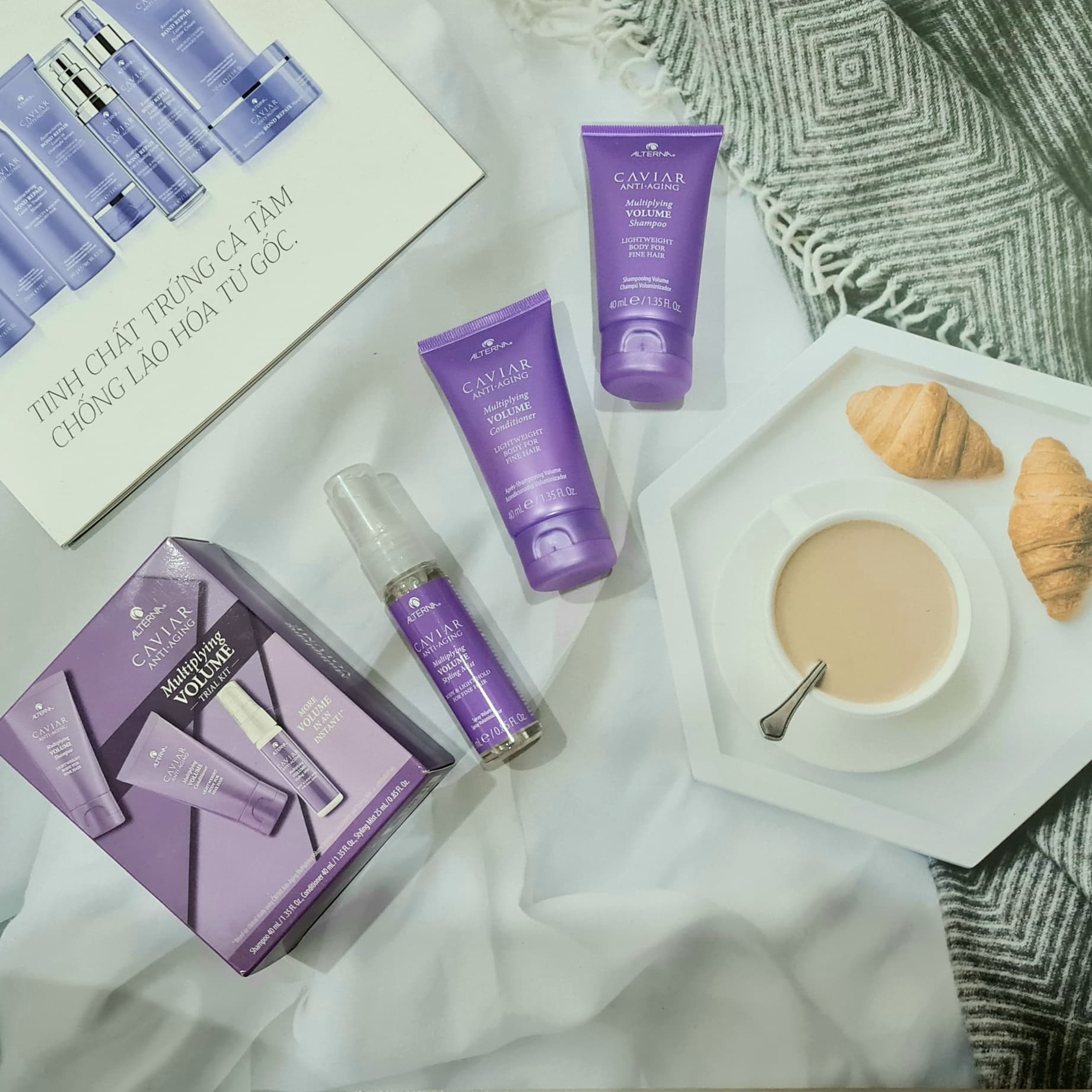 [HCM]Set Trail Kit dầu gội dầu xả và xịt dưỡng làm phồng tóc ALTERNA Caviar Anti-Aging - Multiplying Volume - Tăng độ phồng tóc