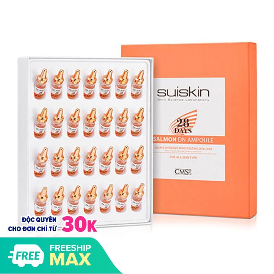 [HCM]Set 28 chai Tinh chất Tế bào gốc từ DNA trứng cá hồi dưỡng da Suiskin Salmon DN Ampoule 28 days (2ml x 28)