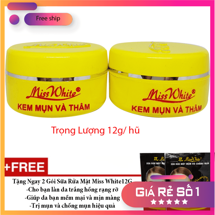 [HCM]Combo 2 Kem Mụn Và Thâm Miss White 12g tặng kèm sữa rửa mặt( mẫu mới ) CHÍNH HÃNG