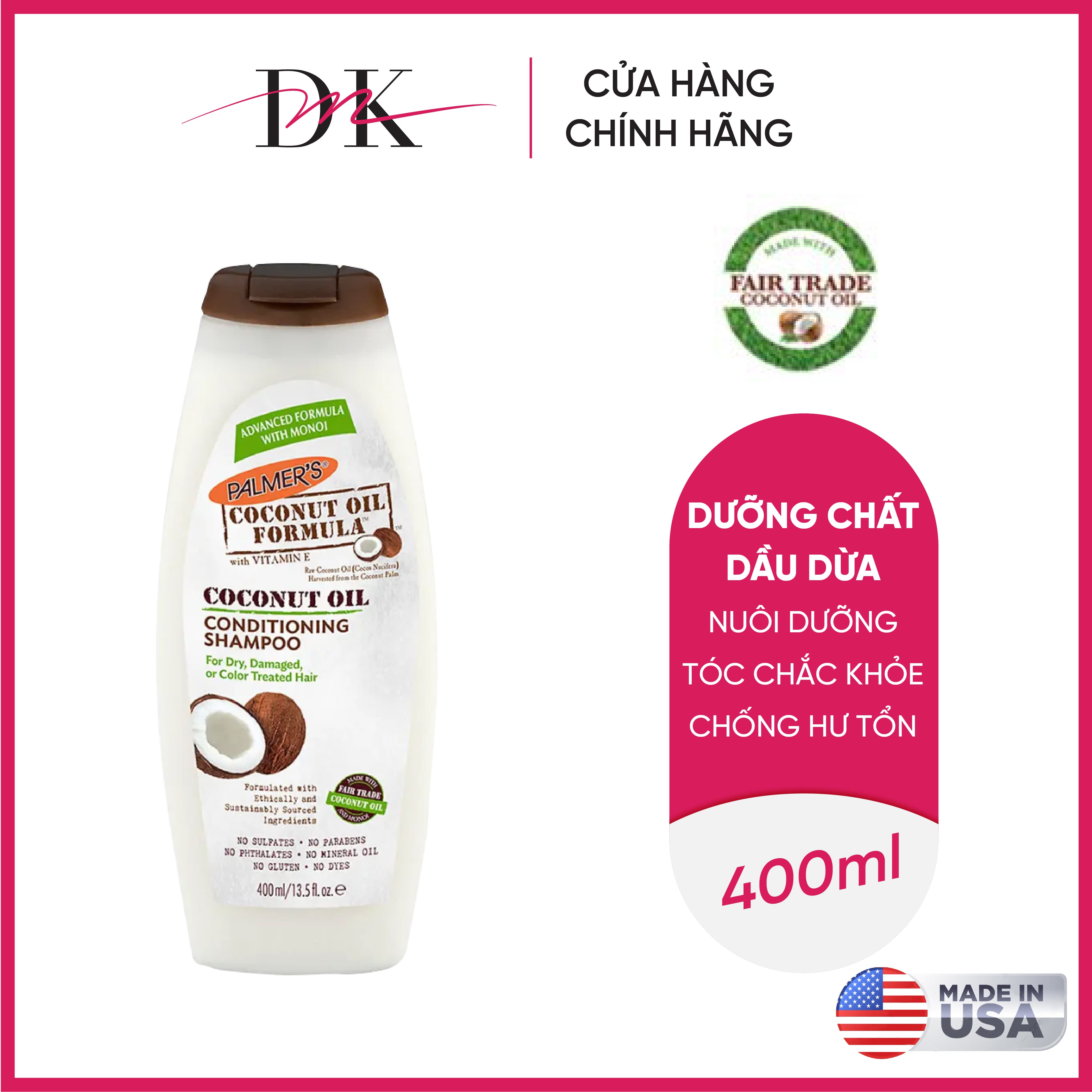 Dầu gội dưỡng tóc phục hồi hư tổn dầu dừa Palmer’s 400ml