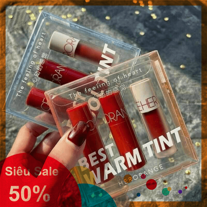 [HOT NEW] Set 3 cây son kem lì Herorange mini - CAVALI - Màu son dễ thương tone màu chuẩn không trôi chất lượng cao