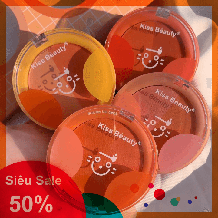 [BÁN LẺ]Phấn má hồng Kiss Beauty Two-Tone Blusher Má hồng trang điểm dạng phấn tone màu siêu xinh cực tiện lợi
