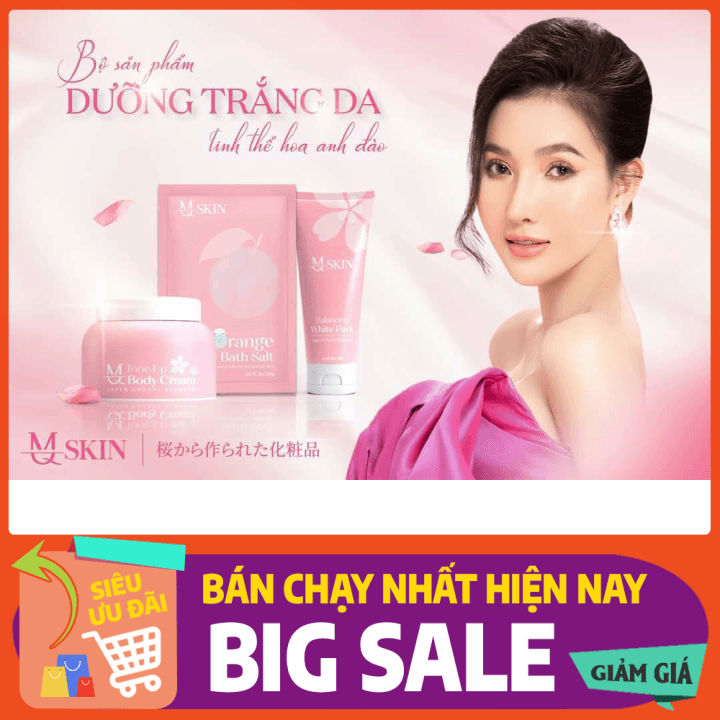 [HCM]Bộ kem dưỡng trắng body MQ SKIN chiết xuất hoa anh đào CHÍNH HÃNG