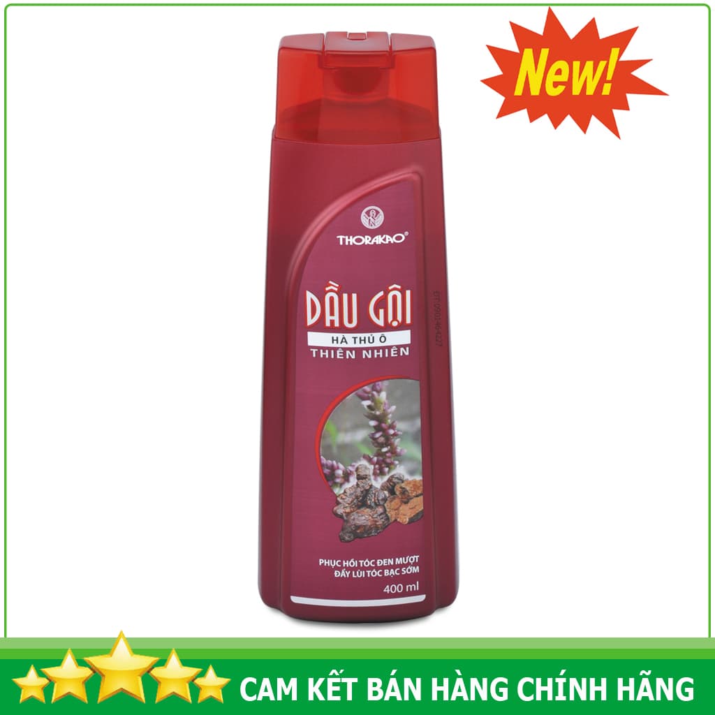 Dầu gội Hà Thủ Ô phục hồi tóc đen mượt đẩy lùi tóc bạc sớm 400ml Thorakao