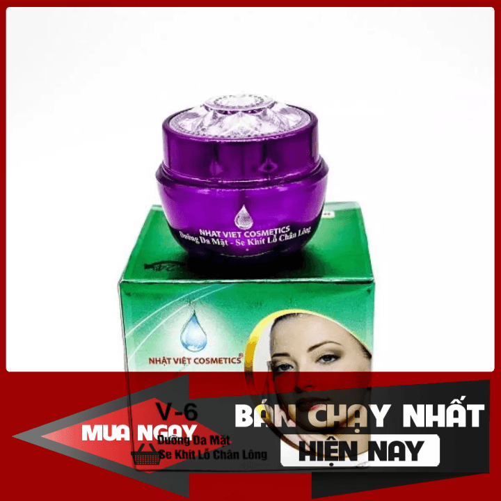 [HCM]Kem dưỡng da mặt - Se khít lỗ chân lông Ngọc trai đen - Sữa ong chúa Nhật Việt V6 12g (Xanh xám)