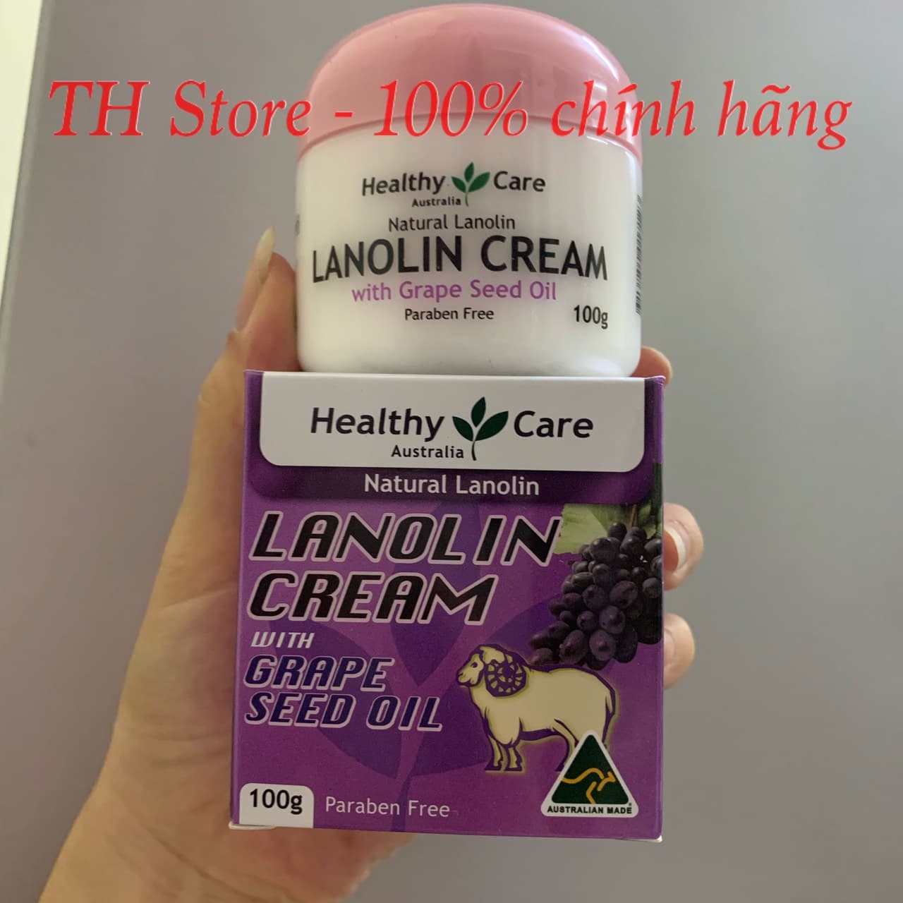 Có Bill Kem dưỡng ẩm Healthy Care Úc bổ sung tinh chất nho chống lão hóa Lanolin Cream with Grape Seed Oil