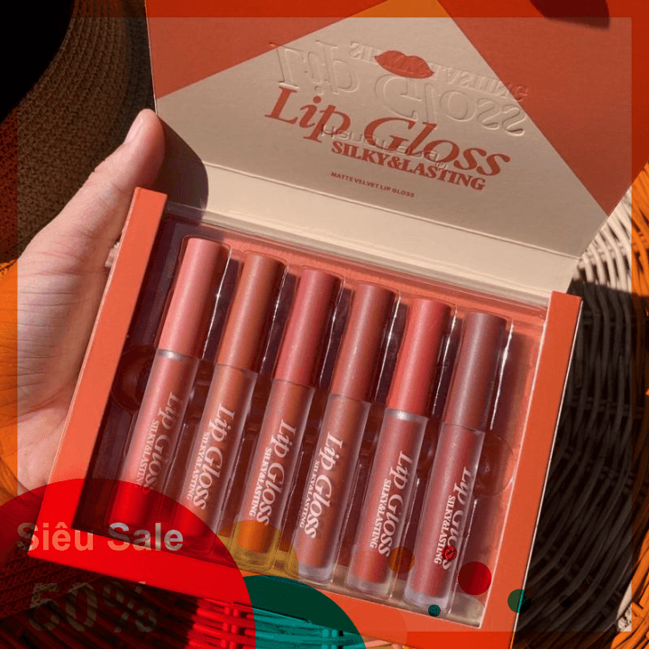 Set son kem lì 6 cây Lipgloss - Cavali - Son kem không khô môi tone màu chuẩn thời thượng