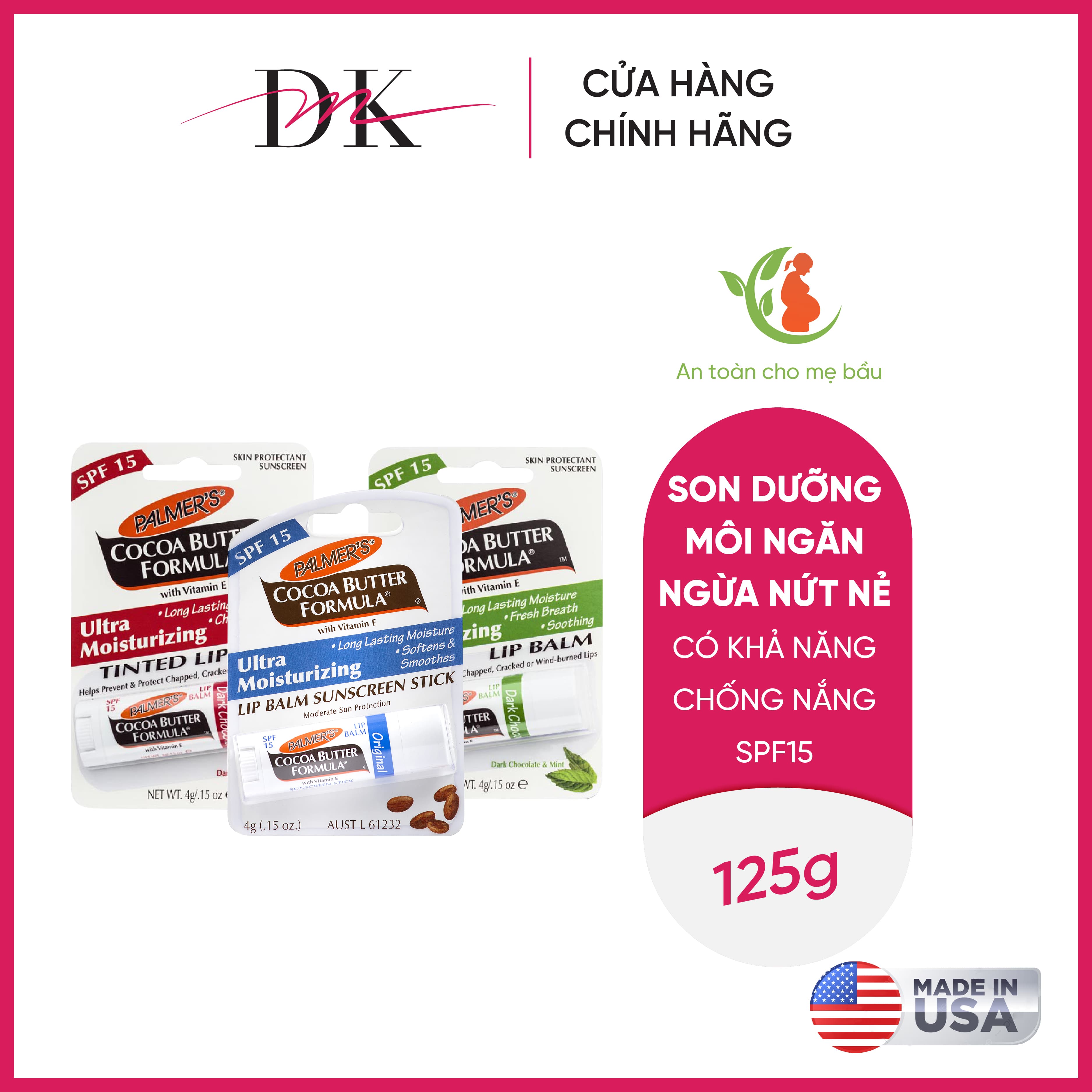Son dưỡng môi ngăn ngừa khô nứt nẻ Palmer’s - SPF15 4g